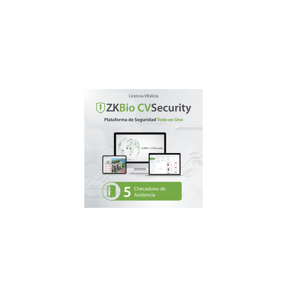 ZKTECO ZKCVTAP5 ZKCVTAP5 Licencia para ZKBio CVsecurity permite gestionar hasta 5 dis