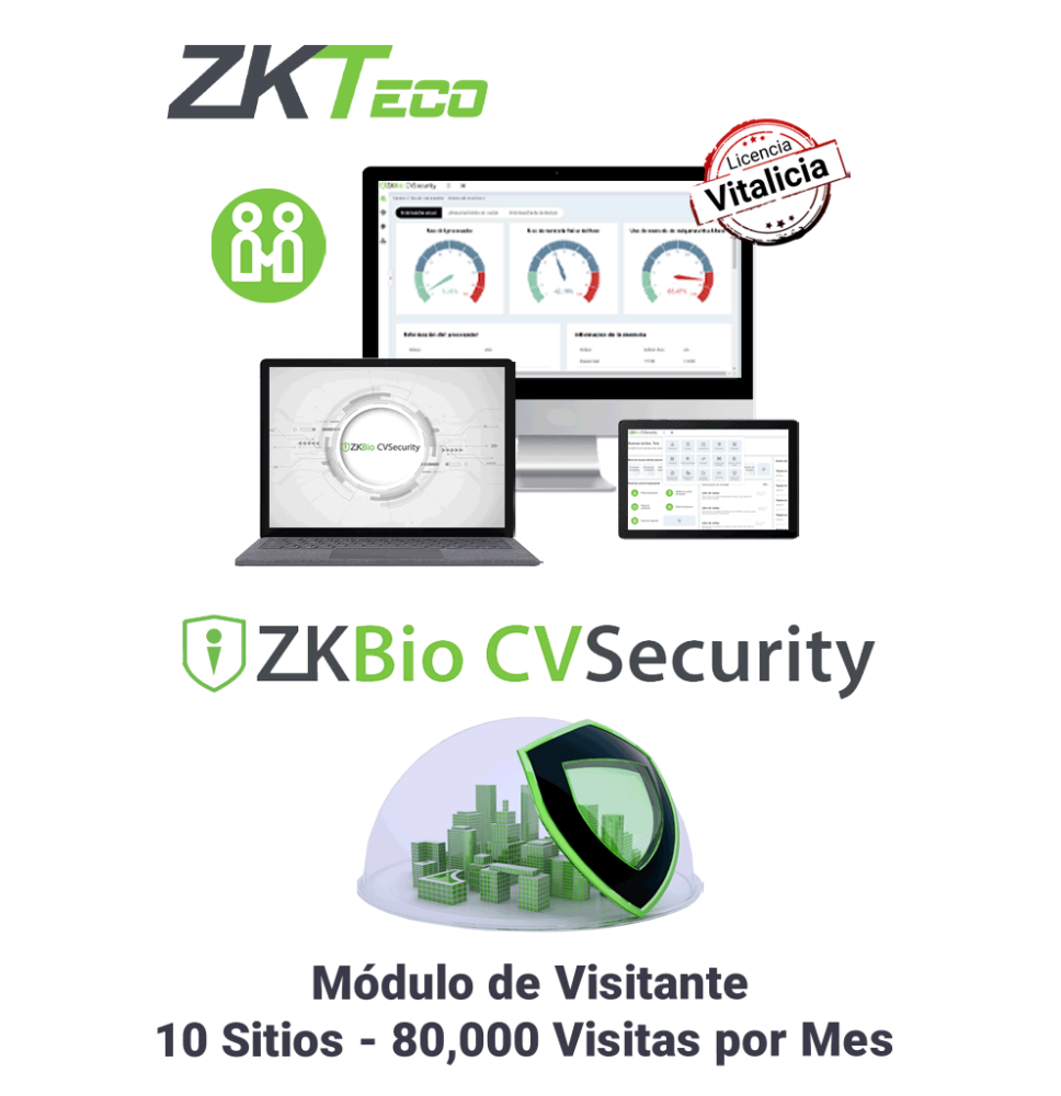 ZKTECO ZKBIOCVVISP108W - Licencia para gestión de Visitas en BioCVSecurity / 80 000 V