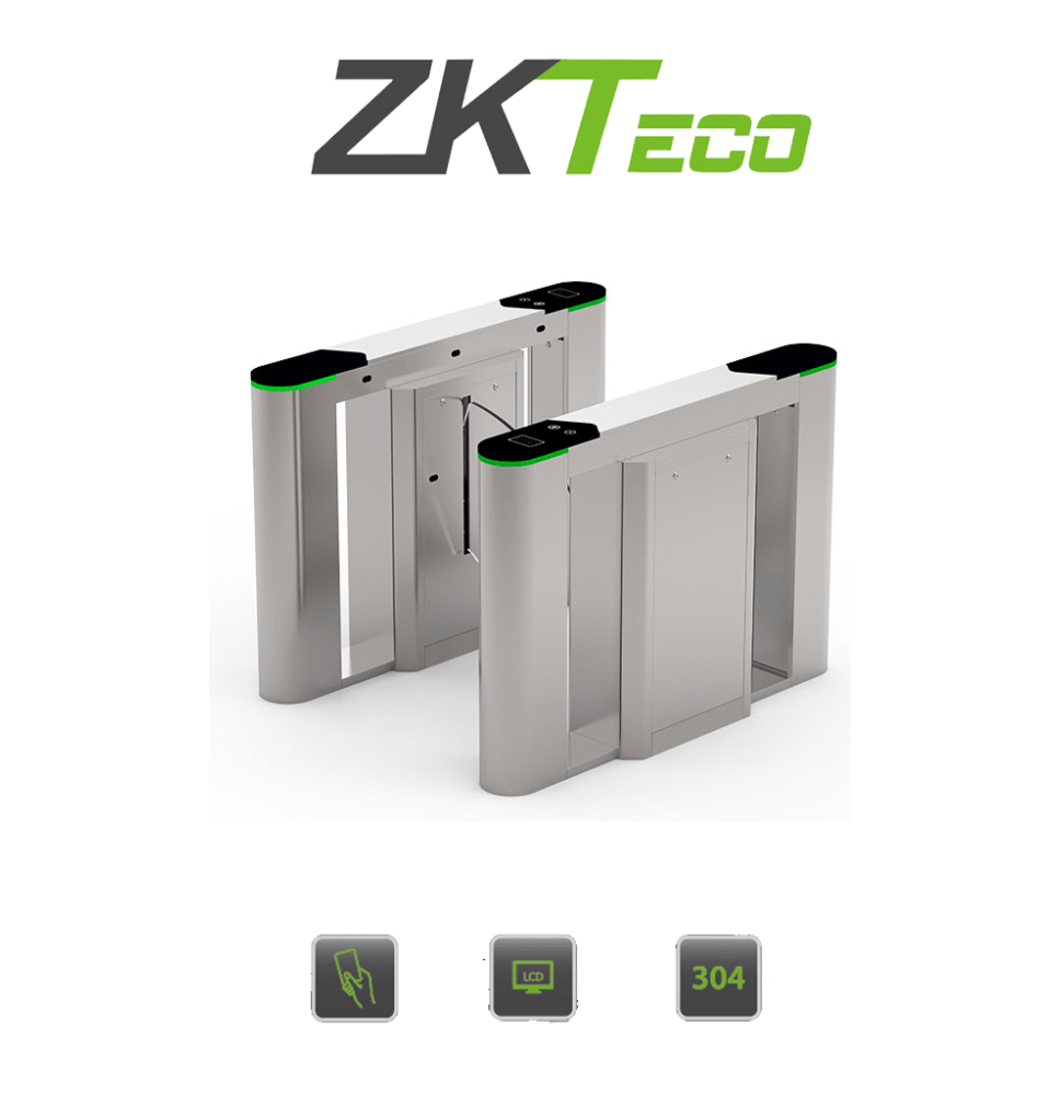 ZKTECO FBL6000PRO - Barrera Peatonal Tipo Flap Bidirecc. / 2 Chasis Acero SUS304 / Al