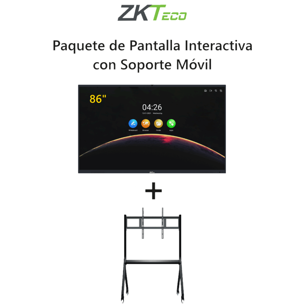 ZKTECO IWB86BPAQ - Paquete de Pantalla Digital Interactiva de 86 pulgadas IWB86B con