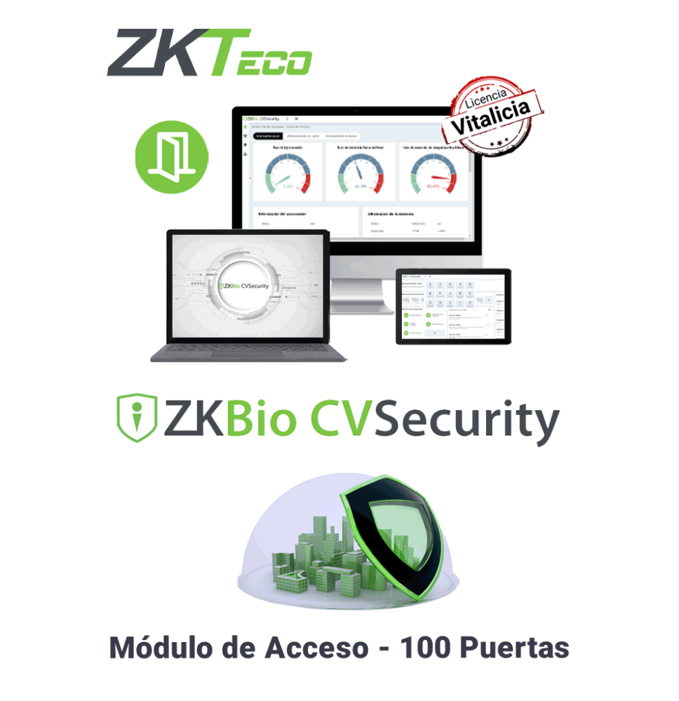 ZKTECO ZKBIOCVACP100 - Licencia Vitalicia para 100 Puertas en Control de Acceso  BioC