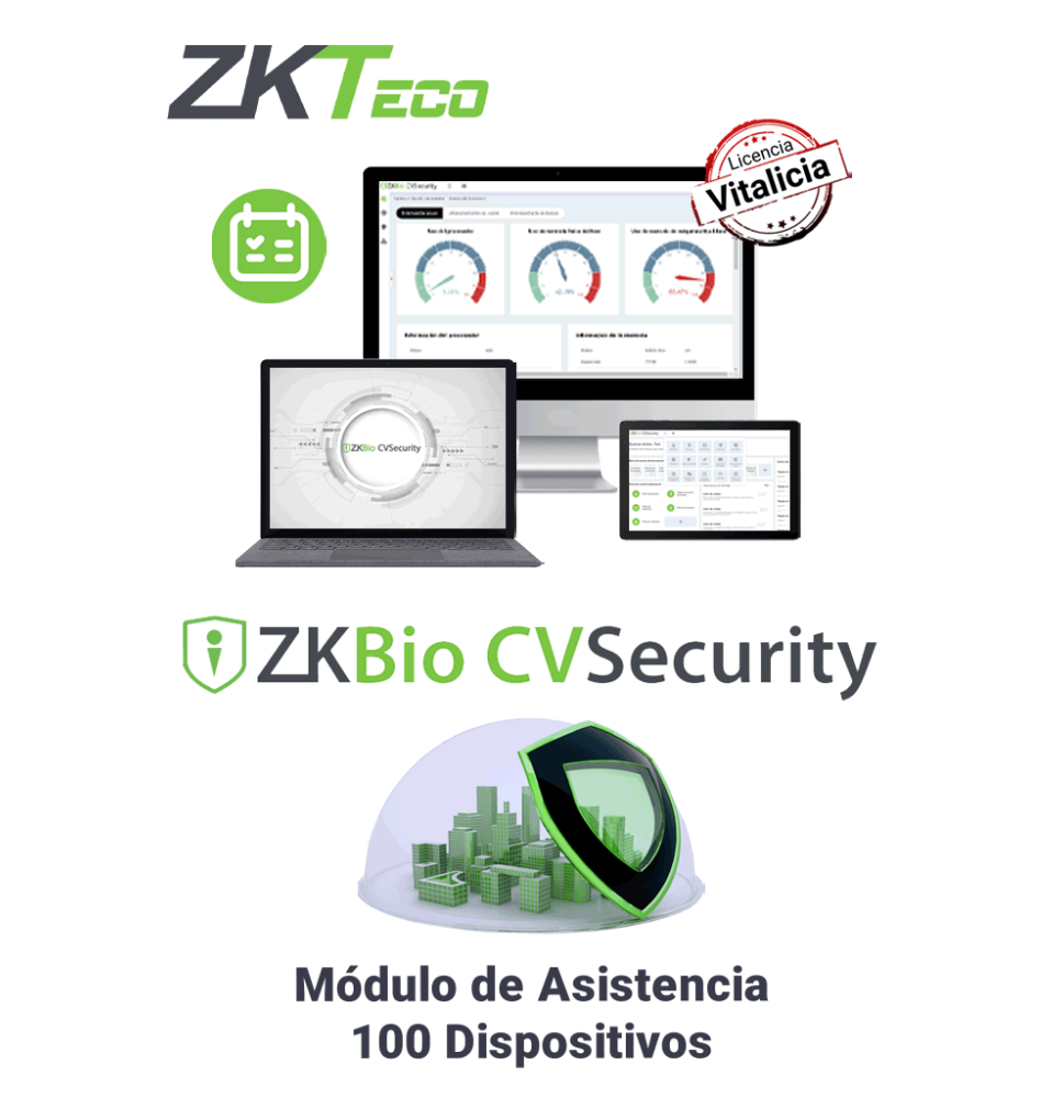 ZKTECO ZKBIOCVTAP100 - Modulo Vitalicio de Asistencia para BioCVSecurity para 100 pun