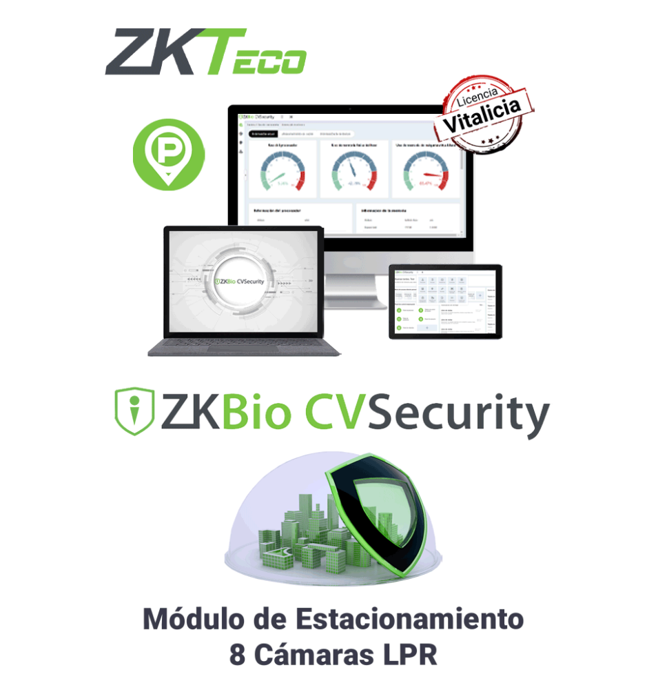 ZKTECO ZKBIOCVPARKLPR8 - Modulo Vitalicio de acceso por placas vehiculares para BioCV