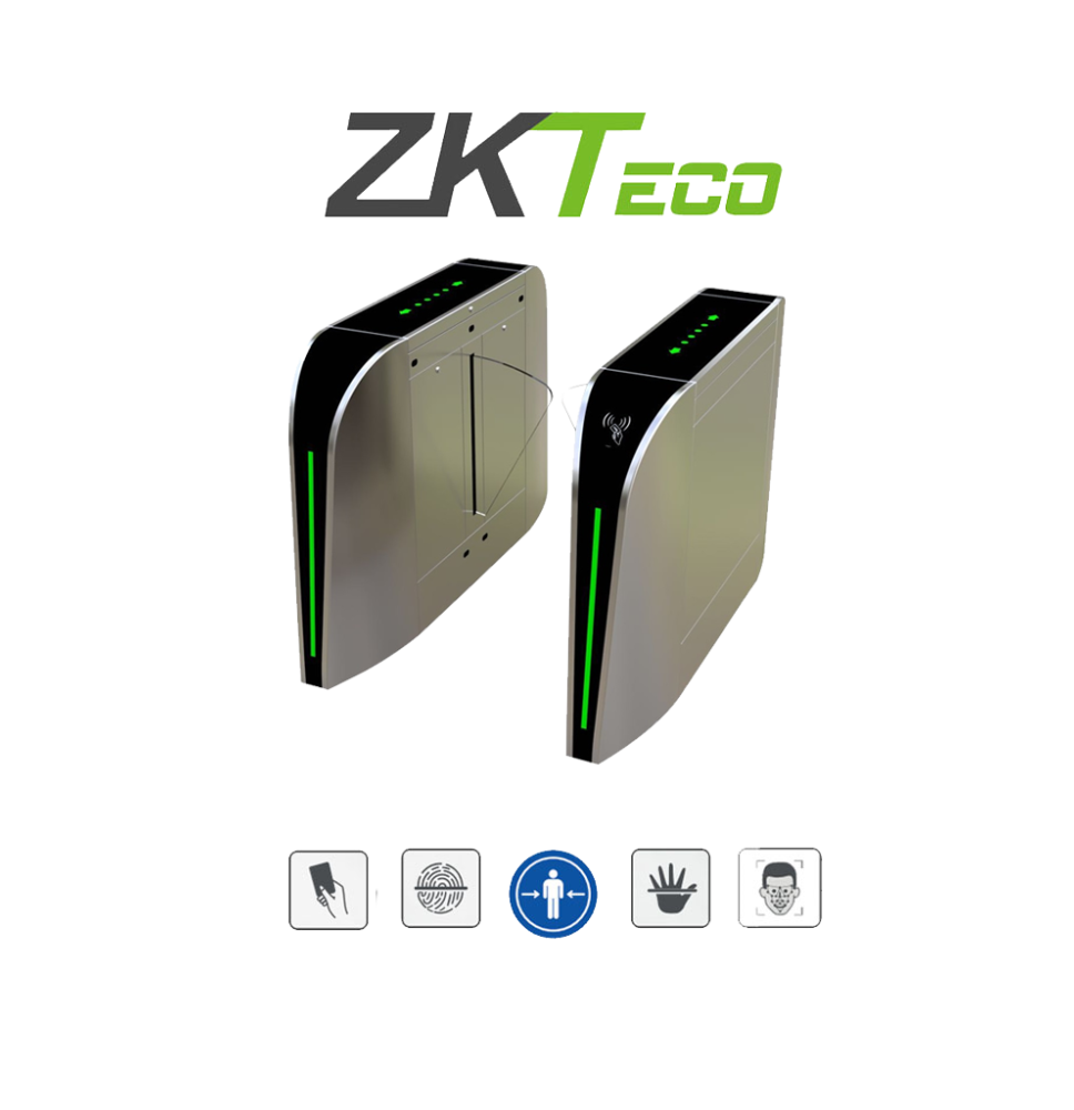 ZKTECO FBL300 - Barrera Peatonal Tipo Flap Bidirecc. / 2 Chasis Acero SUS304// Aleta