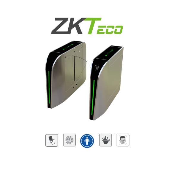 ZKTECO FBL300 - Barrera Peatonal Tipo Flap Bidirecc. / 2 Chasis Acero SUS304// Aleta