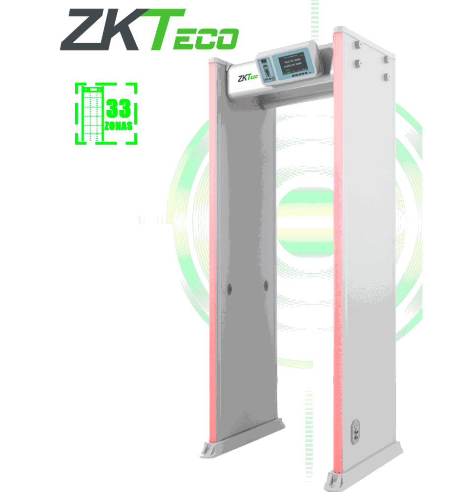 ZKTECO D4330 - Arco Detector de Metales con 33 zonas de detección  300 niveles de sen