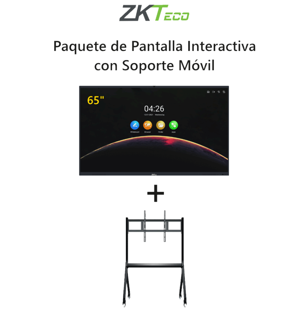 ZKTECO IWB65BPAQ - Paquete de Pantalla Digital Interactiva de 65 pulgadas IWB65B con