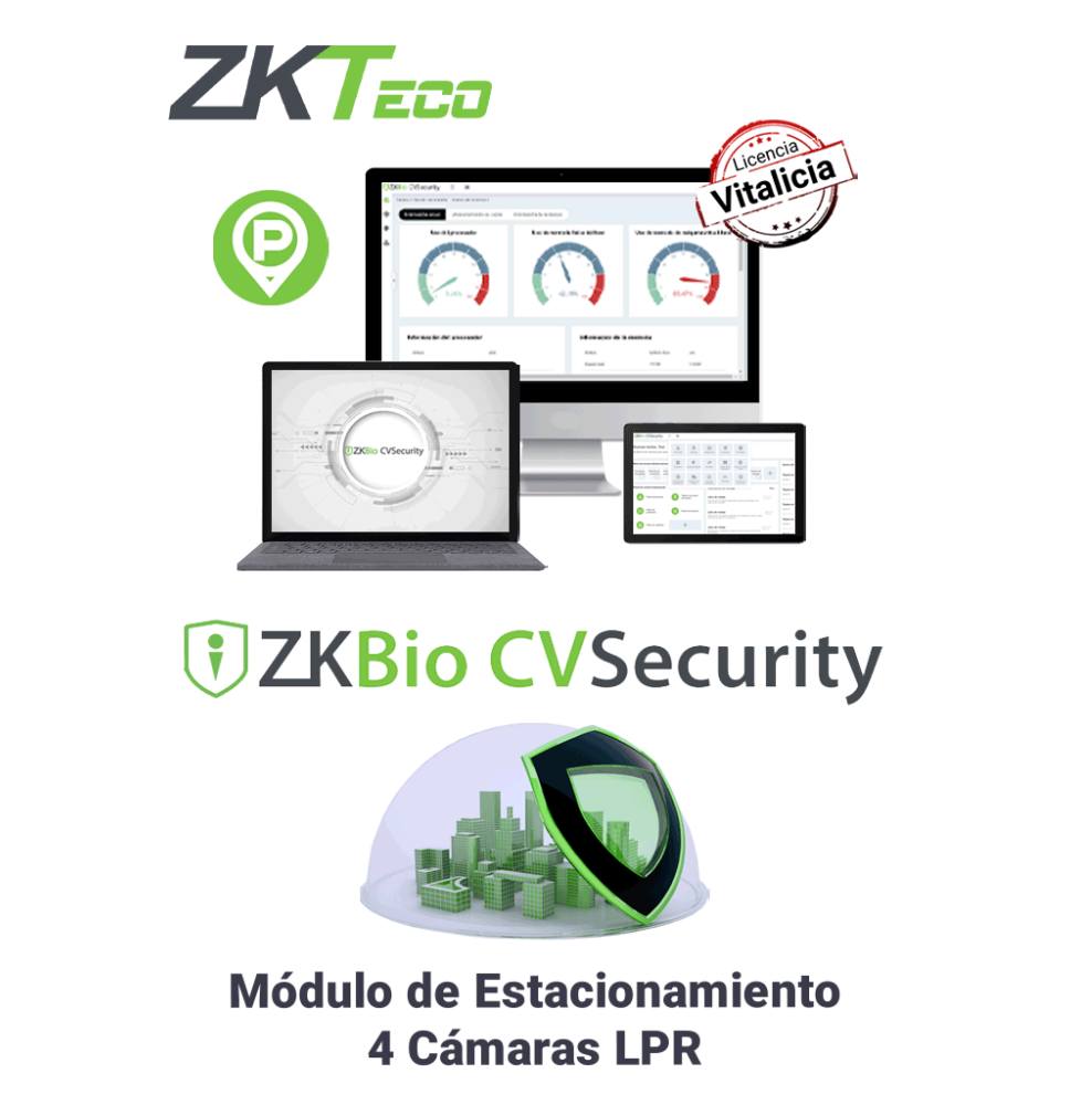 ZKTECO ZKBIOCVPARKLPR4 - Modulo Vitalicio de acceso por placas vehiculares para BioCV