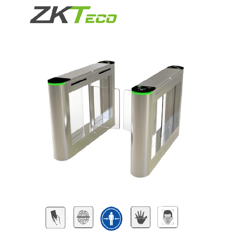 ZKTECO SBTL300 - Barrera Peatonal Tipo Swing Bidirecc. / 2 Chasis Acero SUS304/ Aleta