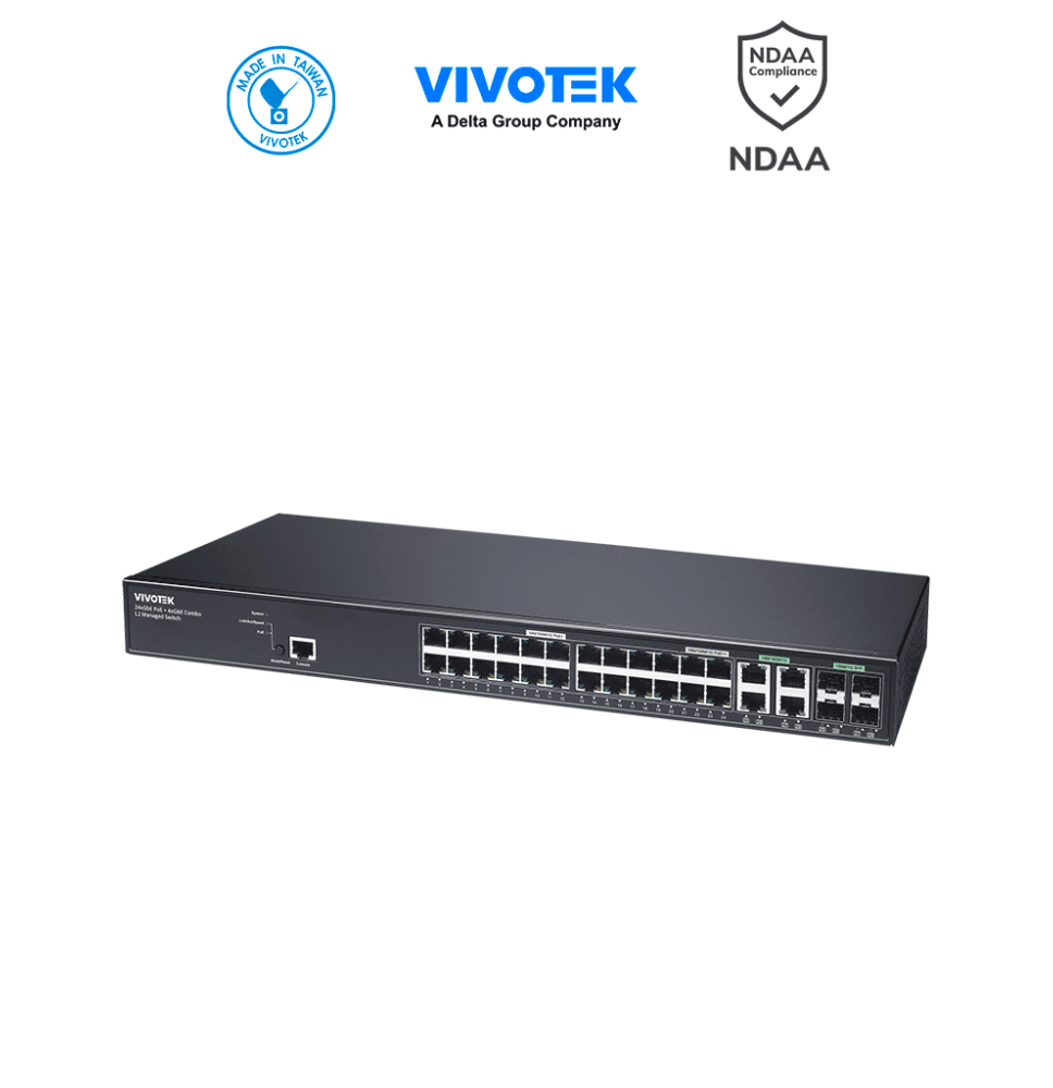 VIVOTEK AW-GEV-288A-370 - Switch PoE Administrable 24 puertos Gigabit  20 x GbE Poe 3