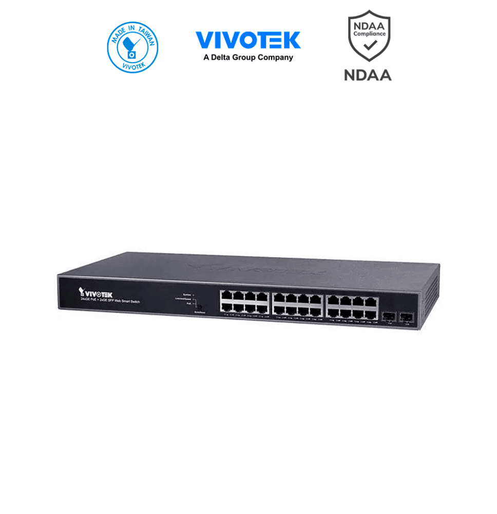 VIVOTEK AW-GEV-267A-370 - VIVOCAM Switch PoE Administrable L2+ con 24 puertos PoE GE