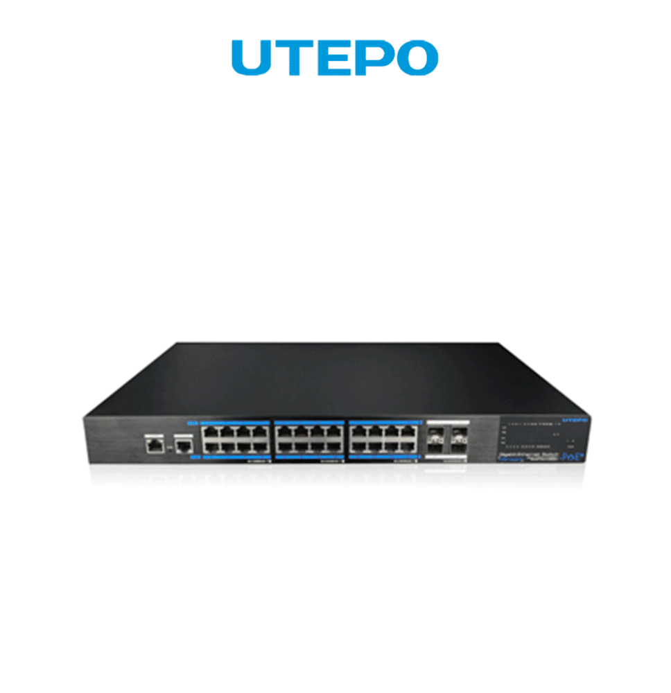 UTEPO UTP7524GEPOE4GF - Switch Gigabit PoE administrable  capa 2  24 puertos PoE Giga