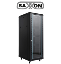 SAXXON SXR32U6632S - Gabinete de Piso color Negro / 32UR / Puerta de Vidrio Templado