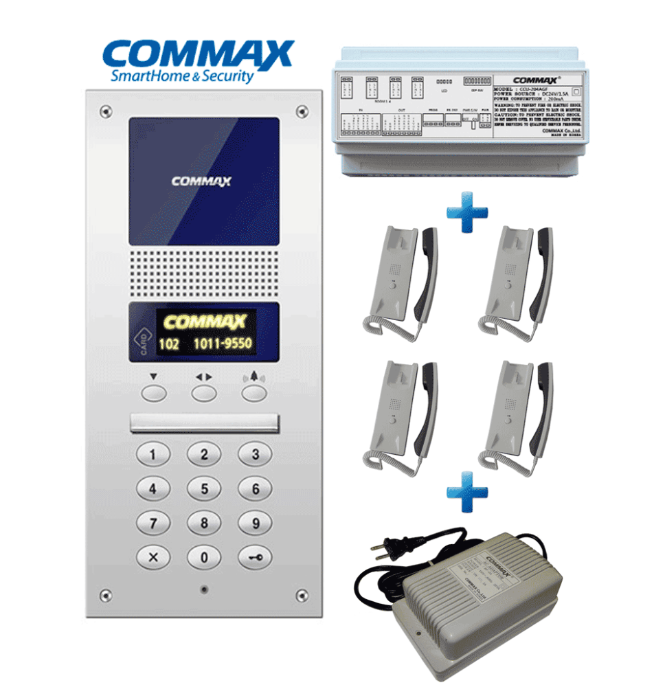 COMMAX AUDIOGATE4P - Paquete de audio portero con 4  auriculares AP2SAG para 4 depart