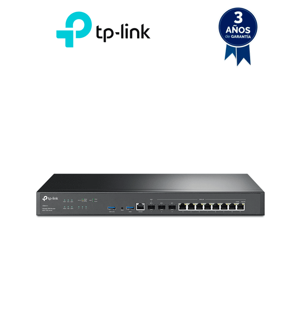 TP-LINK  ER8411 - Router VPN Omada  1 puerto WAN 10G SFP+  1 puerto WAN/LAN 10G SFP+