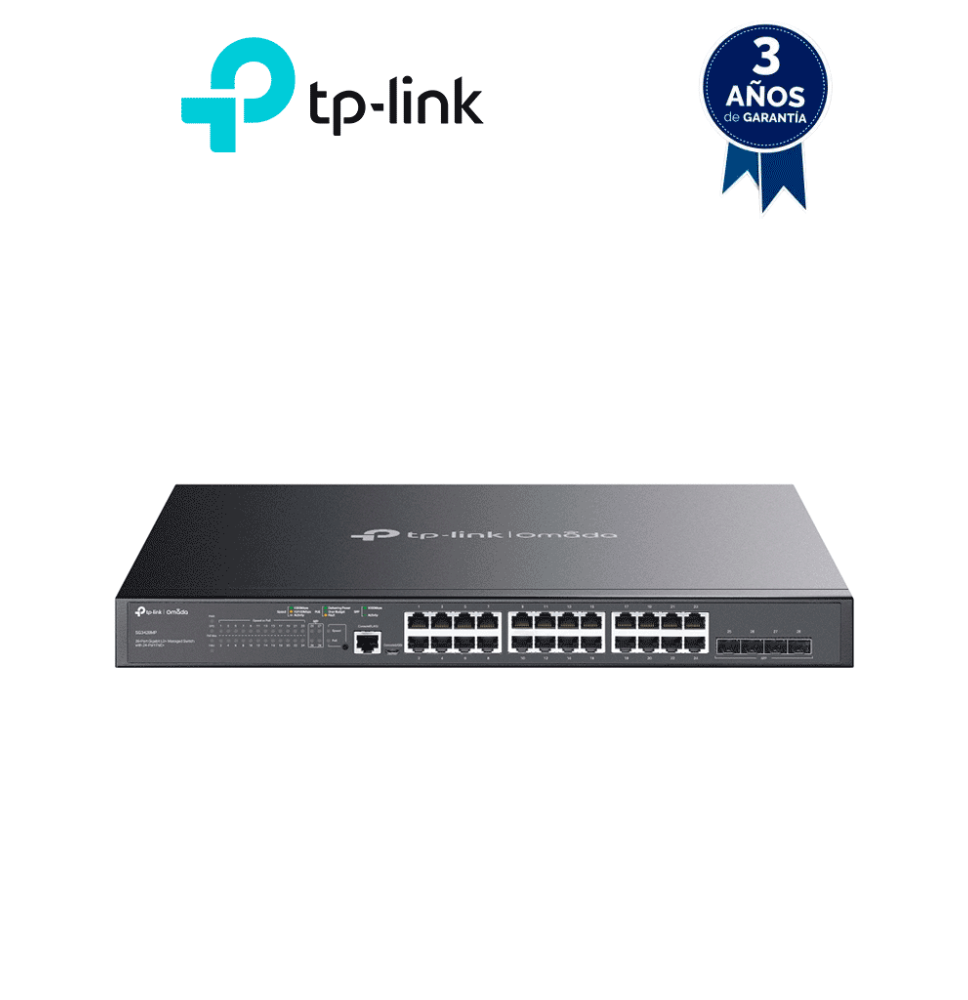 TP-LINK SG3428MP -  Switch L2+ Omada PoE+ con 24 puertos PoE+ 10/100/1000 Mbps  4 pue