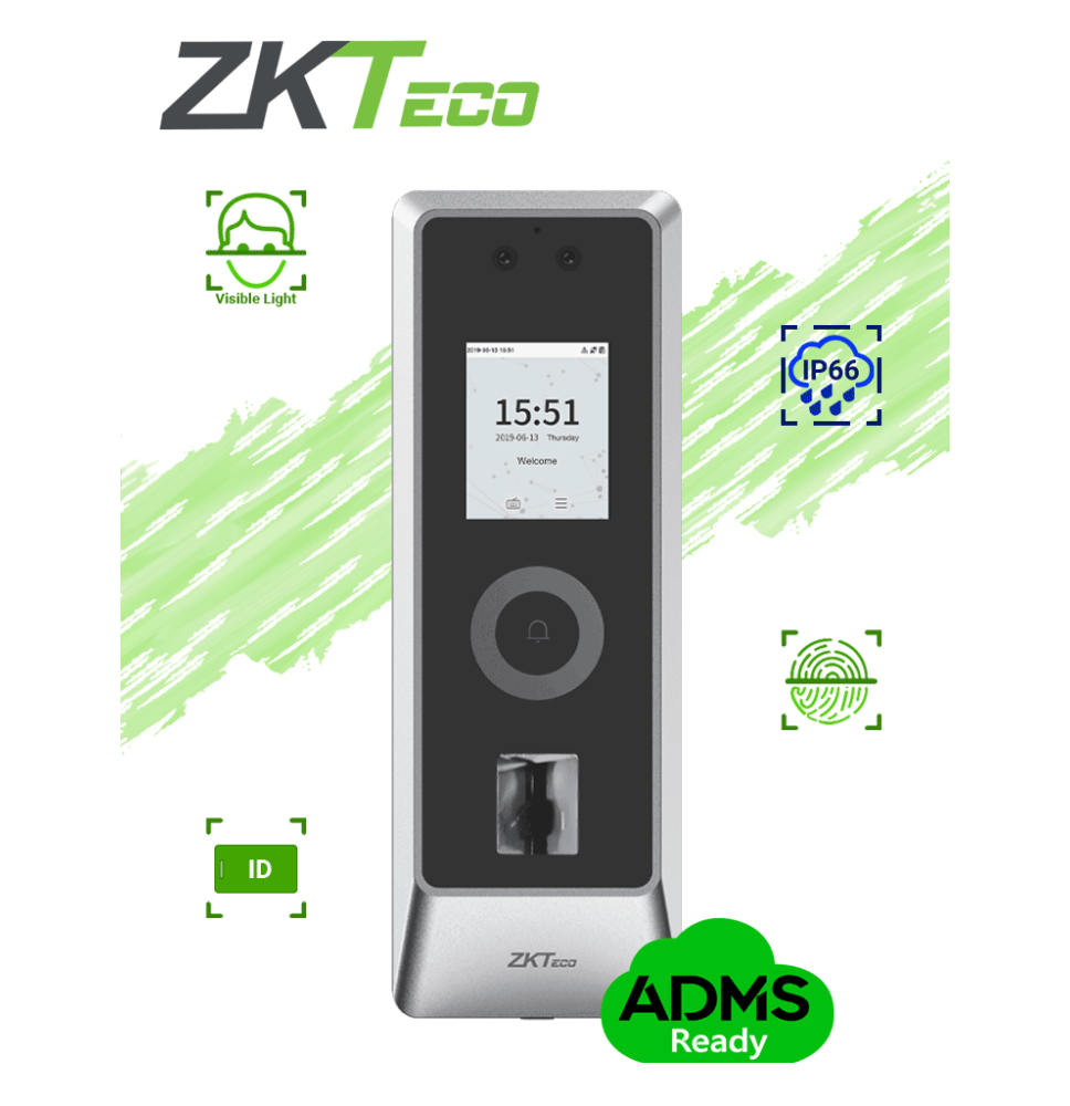 ZKTECO PROMA - Control de Acceso Facial / Exterior IP66 / IK07 / 30 000 rostros / 10