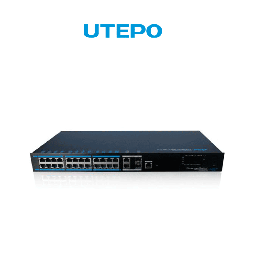 UTEPO UTP7224EPOEL2 - Switch PoE industrial para videovigilancia  24 puertos FE AF/AT