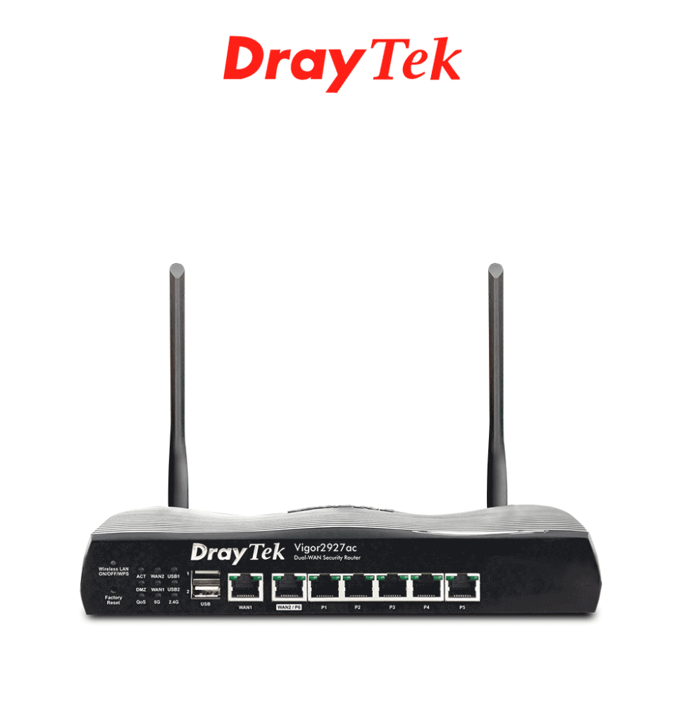 DRAYTEK VIGOR2927AC- Ruteador Inalámbrico Multi WAN con 1 puerto WAN GE RJ45  1 puert