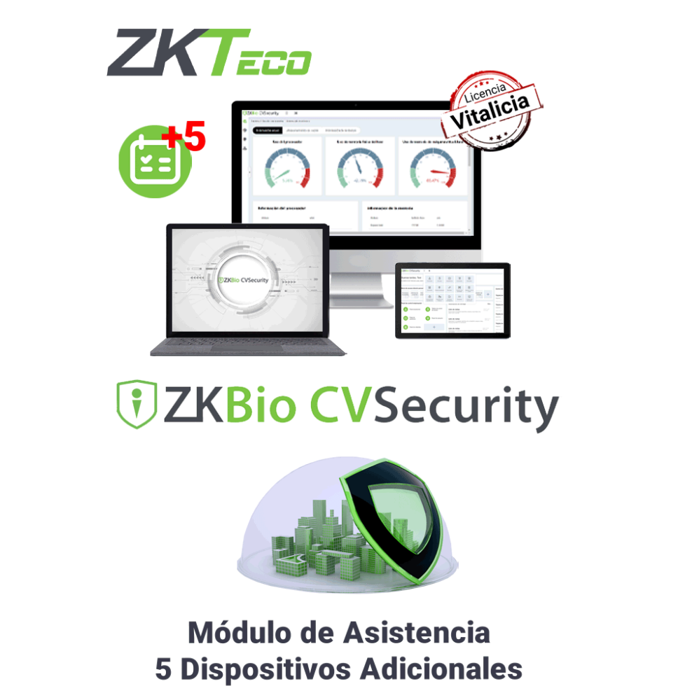 ZKTECO ZKBIOCVTAADDONP5 - Modulo Vitalicio de Asistencia para BioCVsecurity / 5 Termi