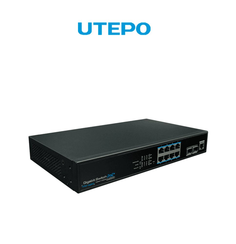 UTEPO UTP3-GSW0802S-MTP150 - Switch Gigabit PoE administrable  L2  8 puertos GE PoE 8