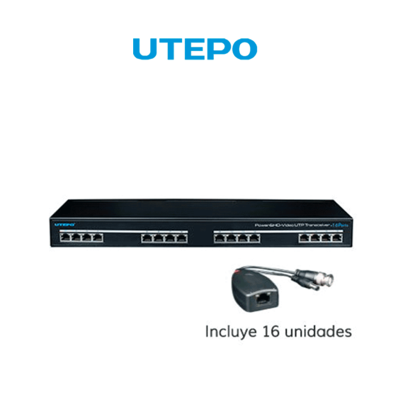 UTEPO UTP116PVHD2 - Transmisor y receptor de 16 canales de video y energía  HDCVI/TVI