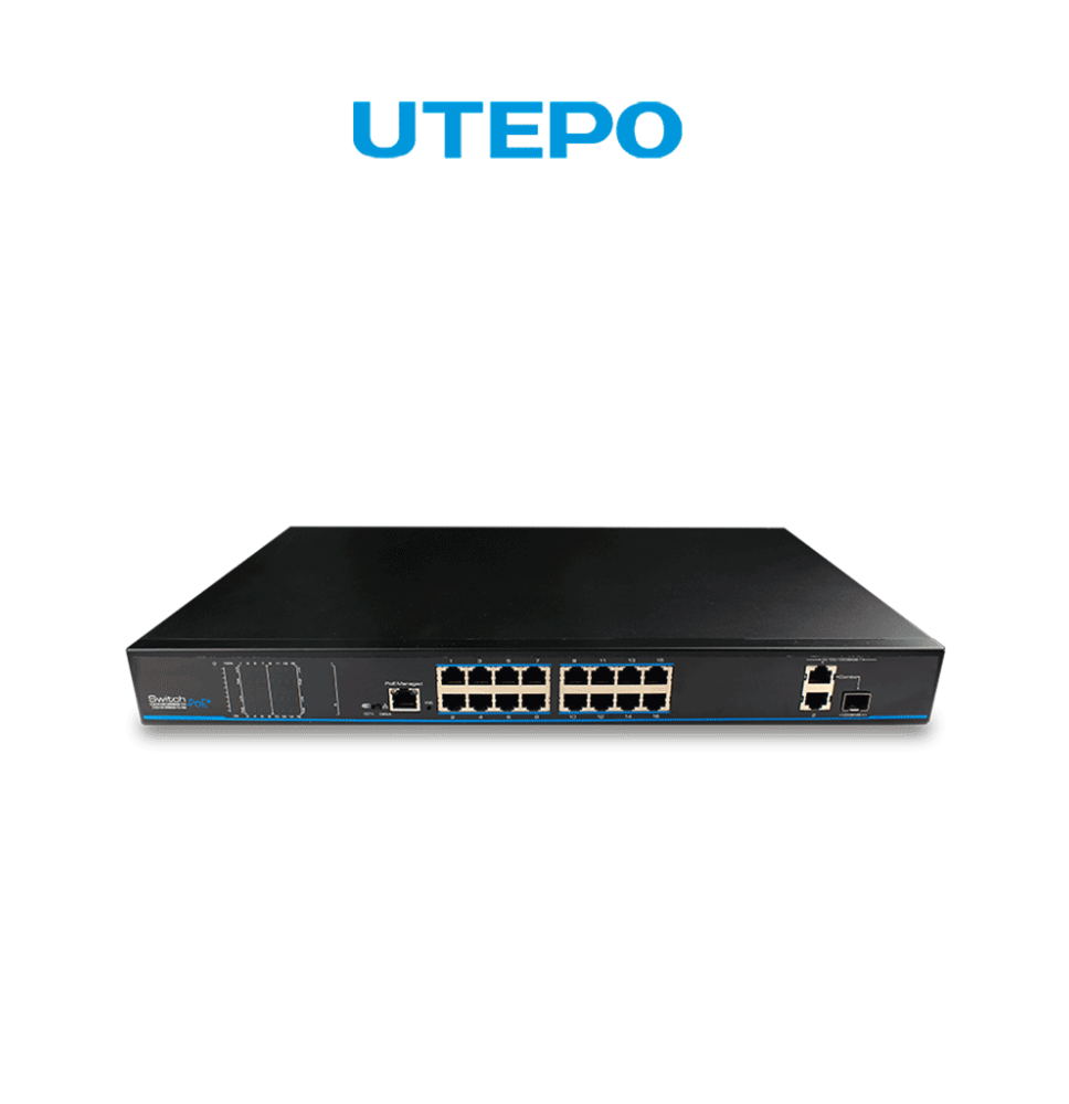 UTEPO UTP1SW1602TSPOE - Switch PoE  16 puertos PoE Fast Ethernet  1 puerto combo Giga