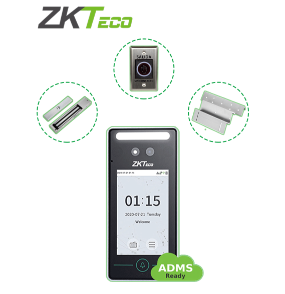 ZKTECO SFV4L1ACPak - Control de Acceso Facial y Tarjeta / una Puerta de Madera o Meta