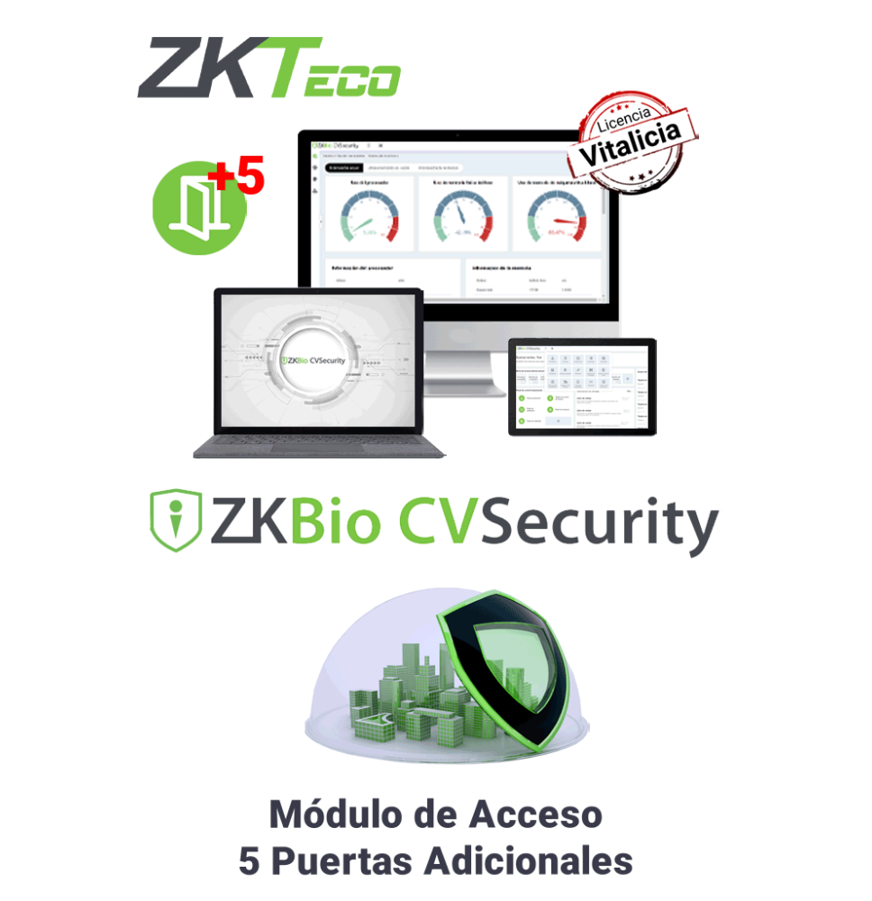 ZKTECO ZKBIOCVACADDONP5 - Modulo Vitalicio de Control de Acceso para Agregar 5 Puerta