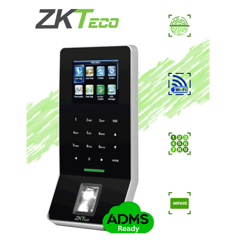 ZKTECO F22Mifare - Control de Acceso y Asistencia / 3000 Huellas / 5000 Tarjetas Mifa