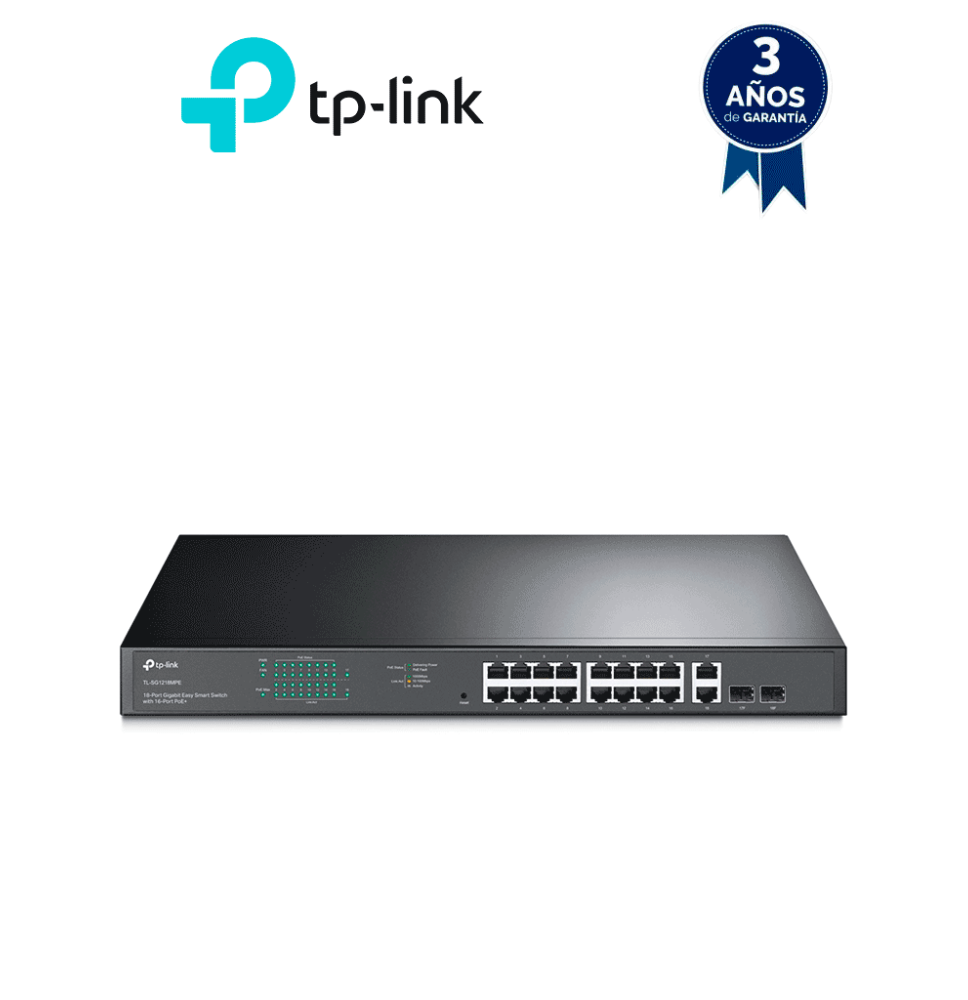 TP-LINK TL-SG1218MPE - Switch JetStream con 16 puertos 10/100/1000Mbps y soporte PoE