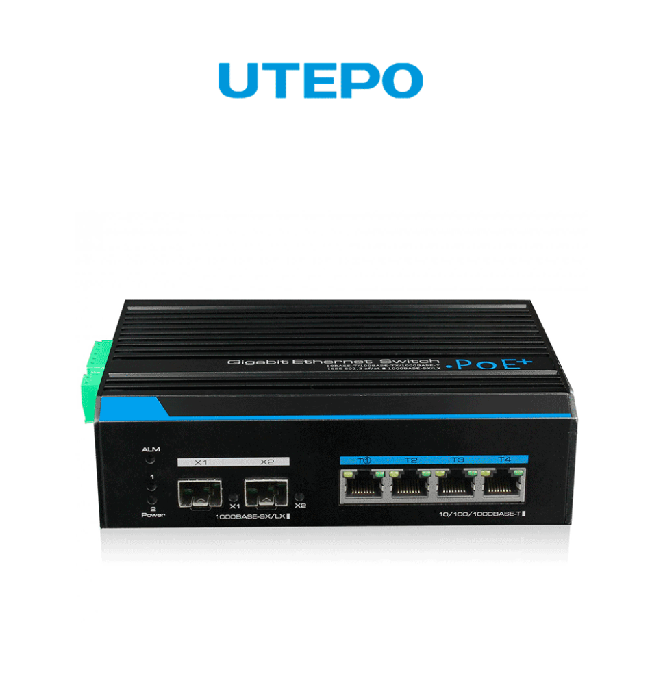 UTEPO UTP7304GEPOE - Switch industrial Gigabit PoE administrable  L2  4 puertos PoE G