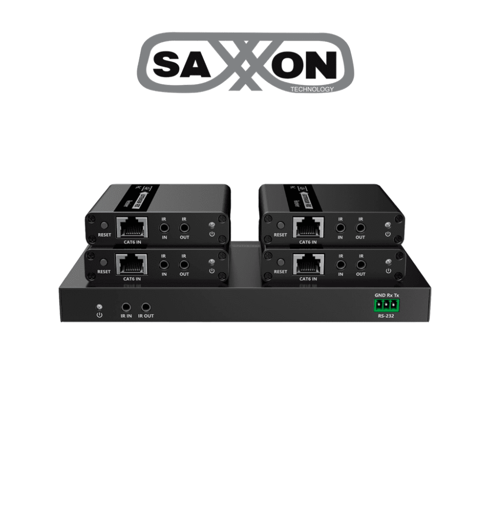 SAXXON LKV724P- Kit Extensor HDMI de 4 Puertos/ Resolucion 4K@30Hz/ Hasta 40 metros c