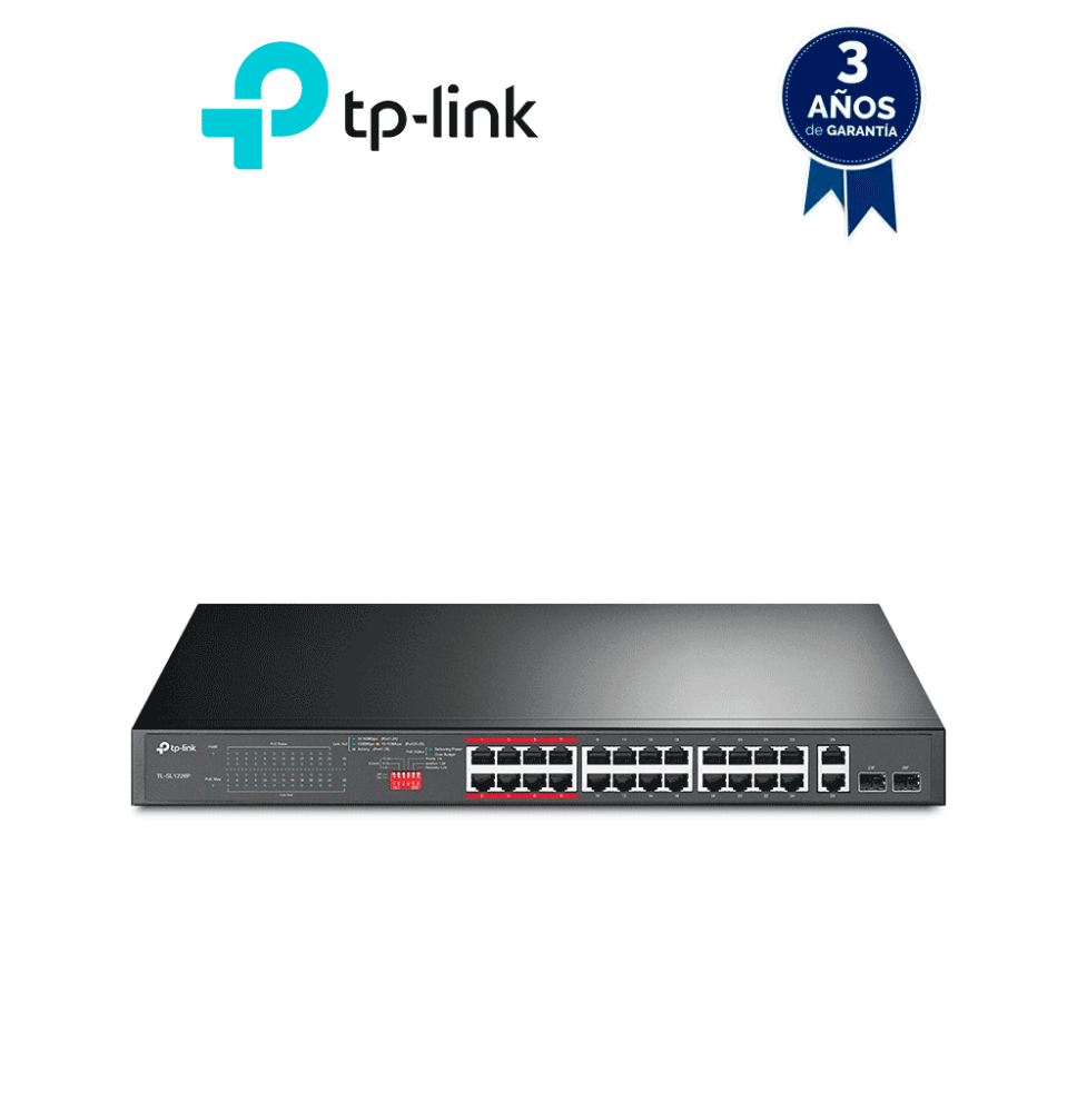 TP-LINK TL-SL1226P - Switch PoE+ no administrable con 26 puertos 10/100 Mbps  2 puert