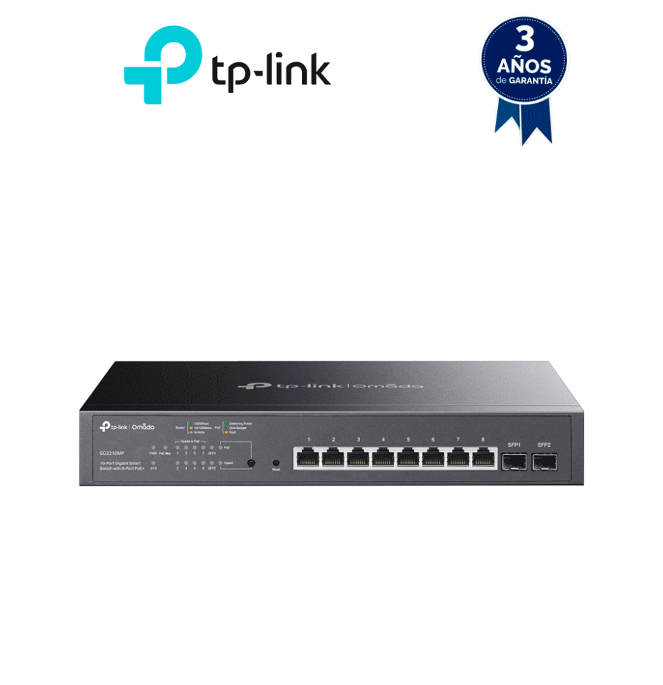 TP-LINK SG2210MP - Switch JetStream SDN administrable con 8 puertos 10/100/1000 Mbps