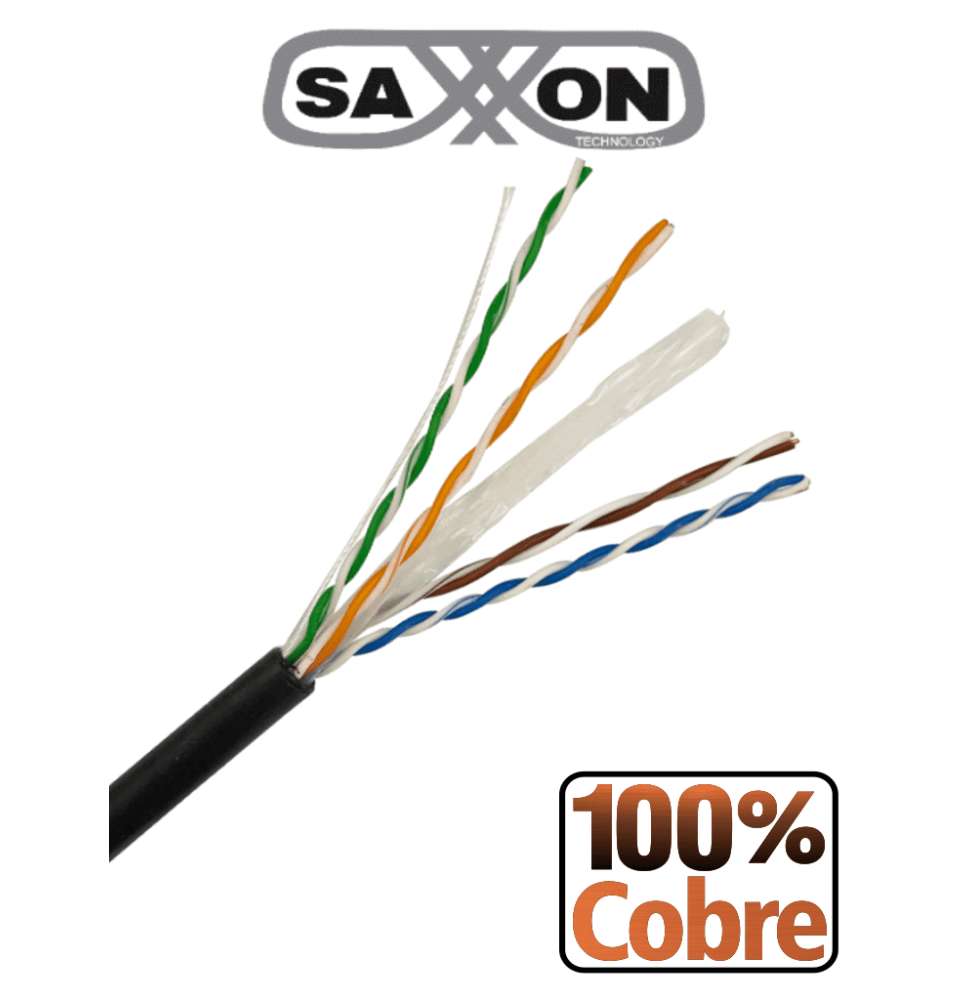 SAXXON OUTP6COP305NE - Bobina de cable UTP Cat6 100% cobre  305 metros  exterior  con