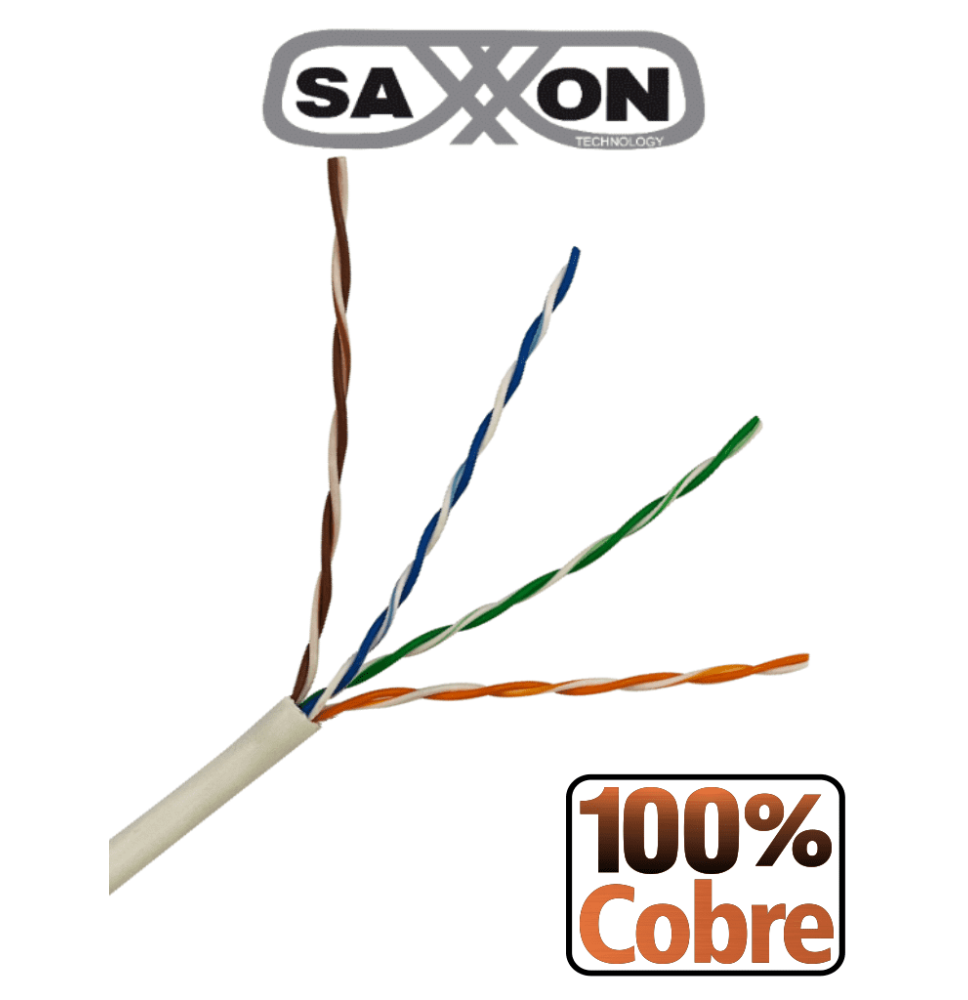 SAXXON OUTP6COP305BC - Bobina de cable UTP Cat6 100% cobre  305 metros  bobinado REEL