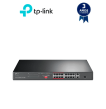 TP-LINK TL-SL1218P - Switch PoE+ no administrable con 16 puertos 10/100 Mbps  2 puert