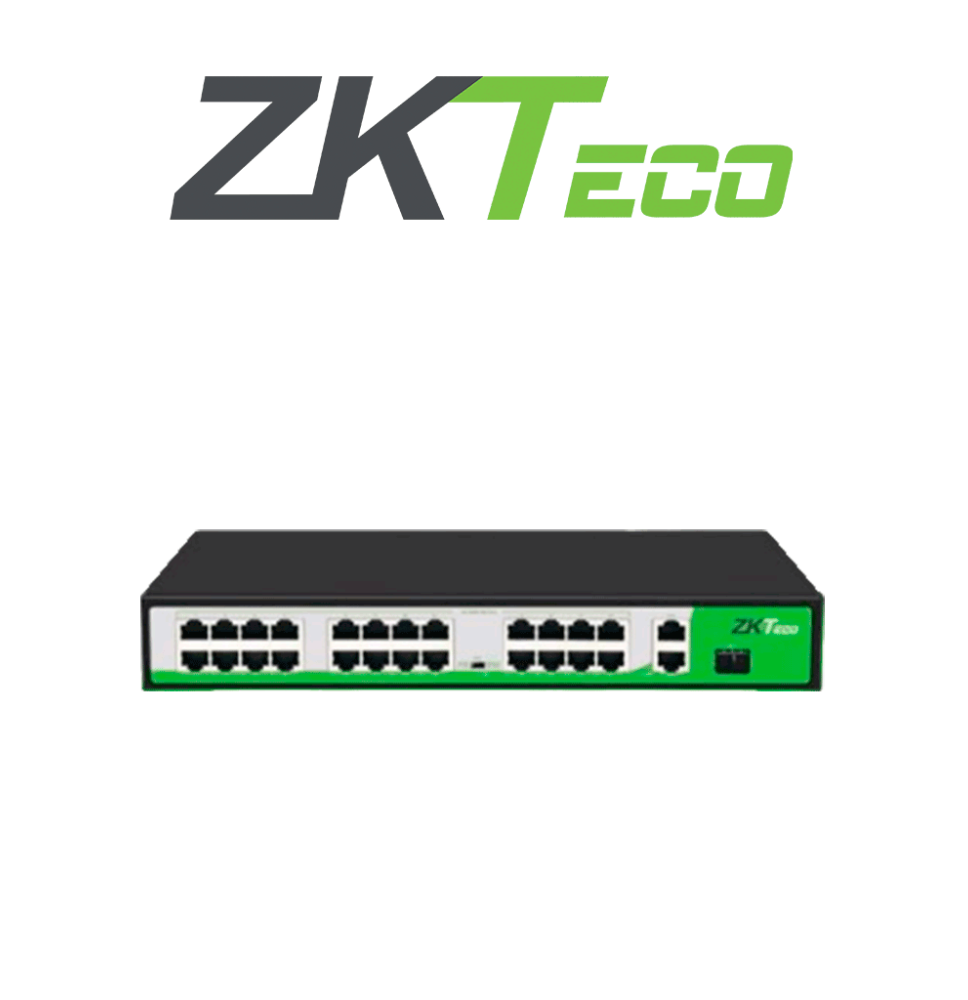 ZKTECO PE242300C - Switch de 24 Puertos Fast Ethernet PoE AF - AT / 2 Puertos RJ45 10