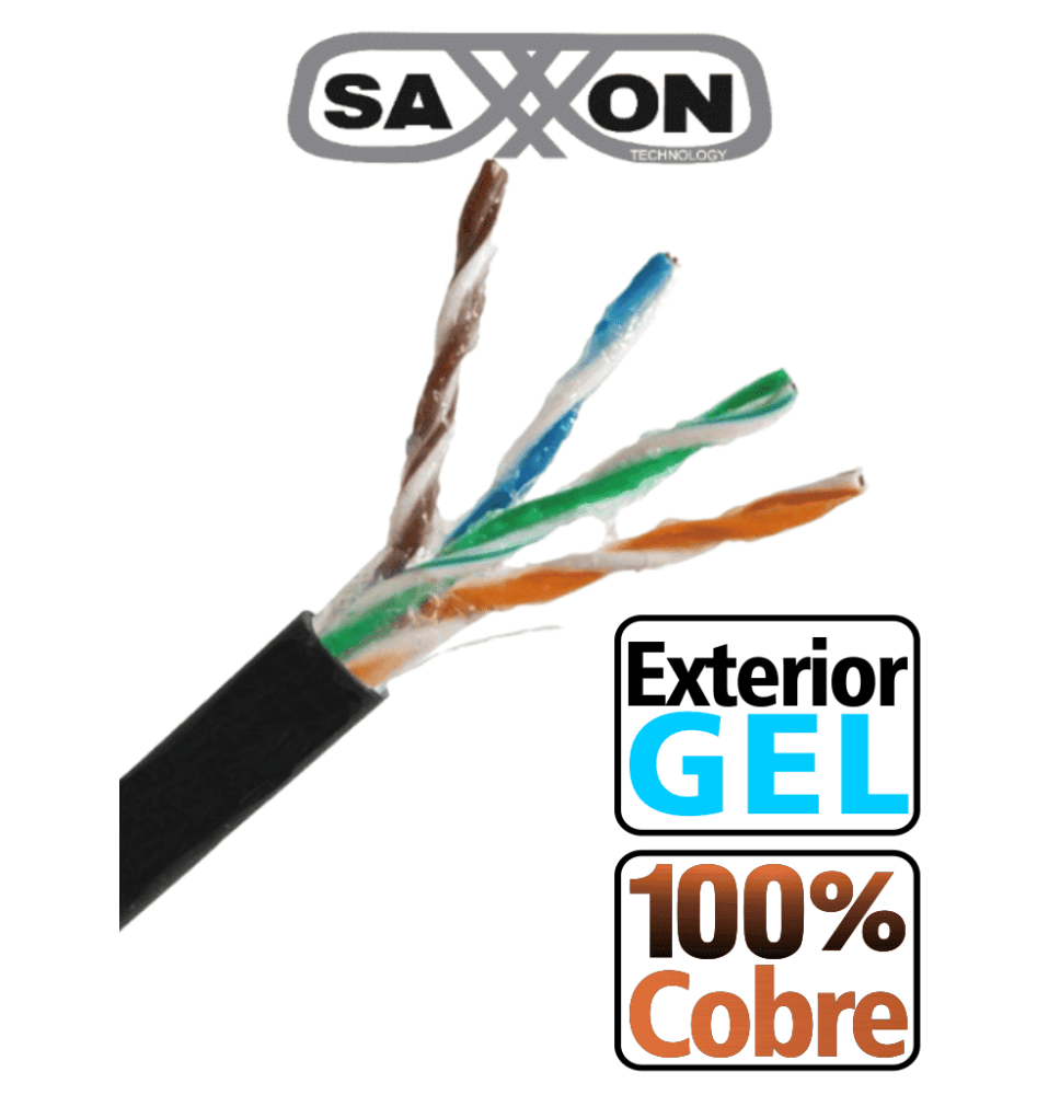 SAXXON OUTPCAT5EGCOPEXT - Bobina de Cable UTP Cat5e 100% Cobre con Gel/ 305 Metros/ U