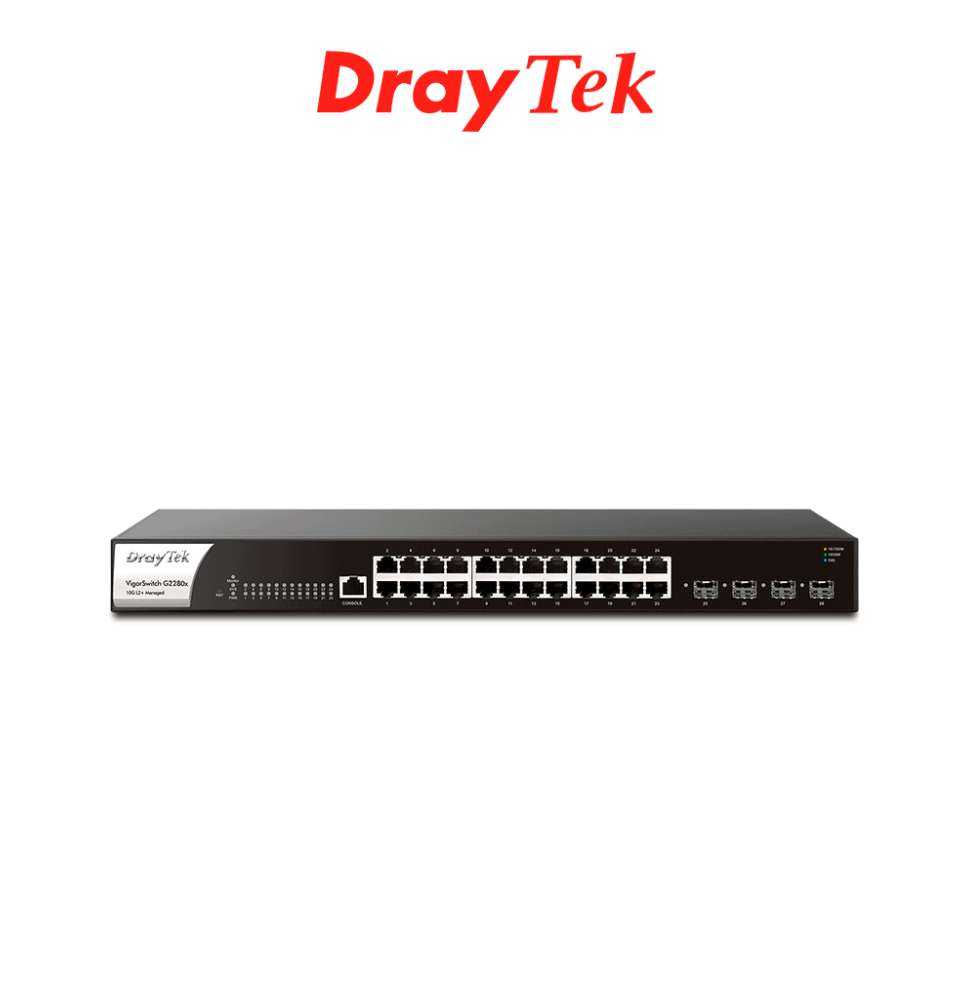 DrayTek Vigorswitch G2280x - Switch Gigabit Ethernet Administrable Capa 2 con 24 puer