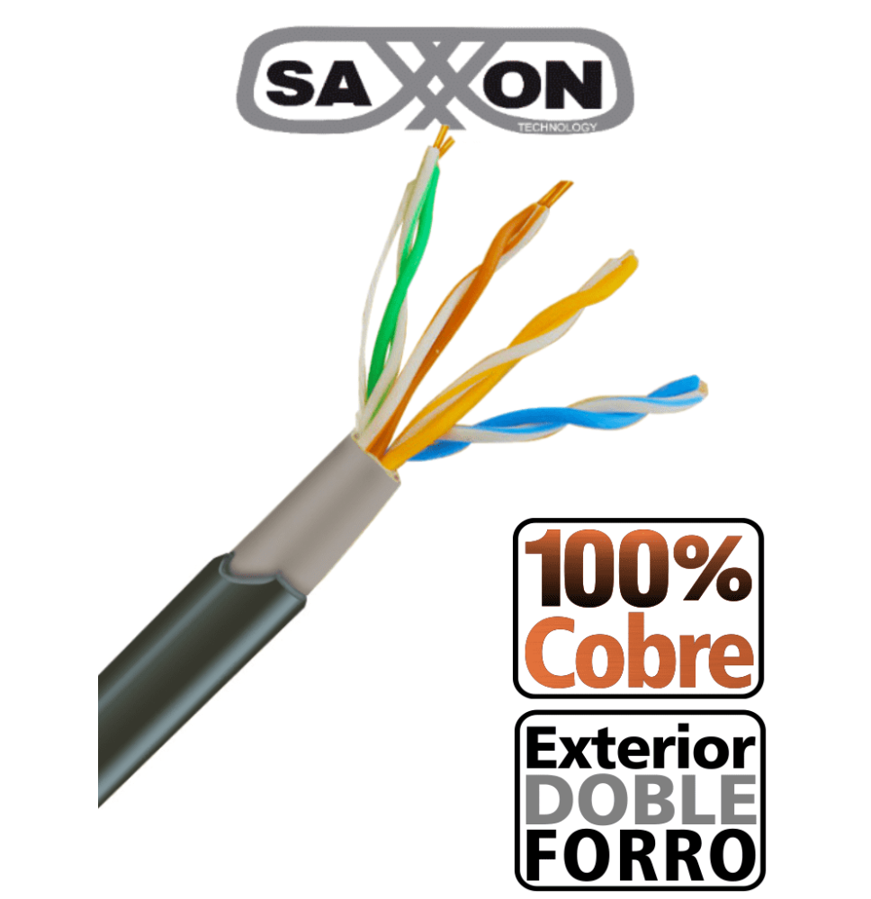 SAXXON OUTPCAT5ECOPEXT - Bobina de Cable UTP Cat5e 100% Cobre/ 305 Metros/ Exterior c