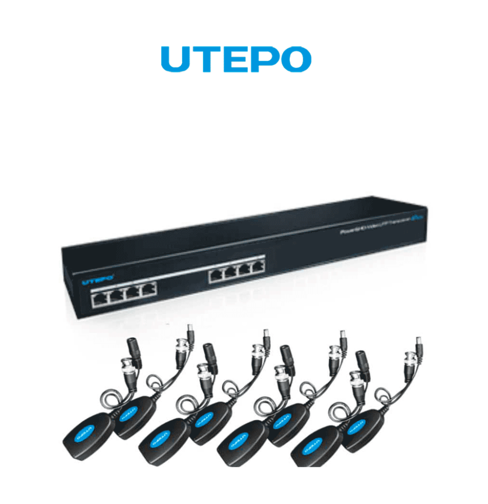 UTEPO UTP108PVHD2 - Kit de transceptores de video y energía para 8 canales  receptor