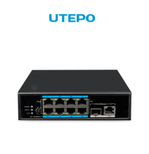 UTEPO UTP7108EPOE - Switch industrial PoE+ de 10 puertos: 8 PoE 10/100 Mbps  1 SFP 10