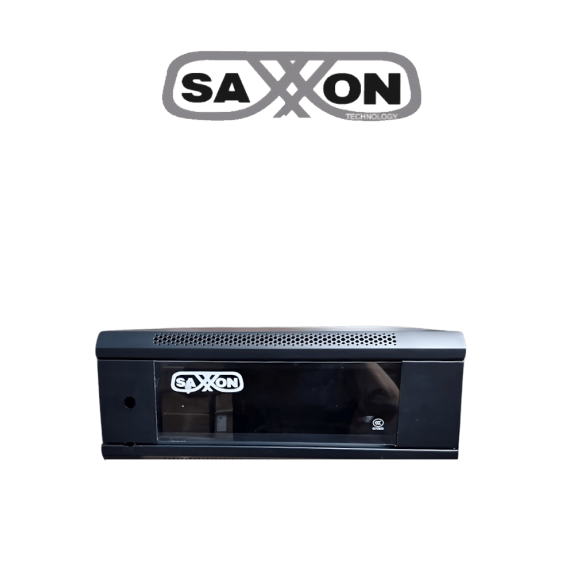 SAXXON  SXR4U5404A - Gabinete de Pared Negro / 4 UR / Puerta de Vidrio Templado / Alt