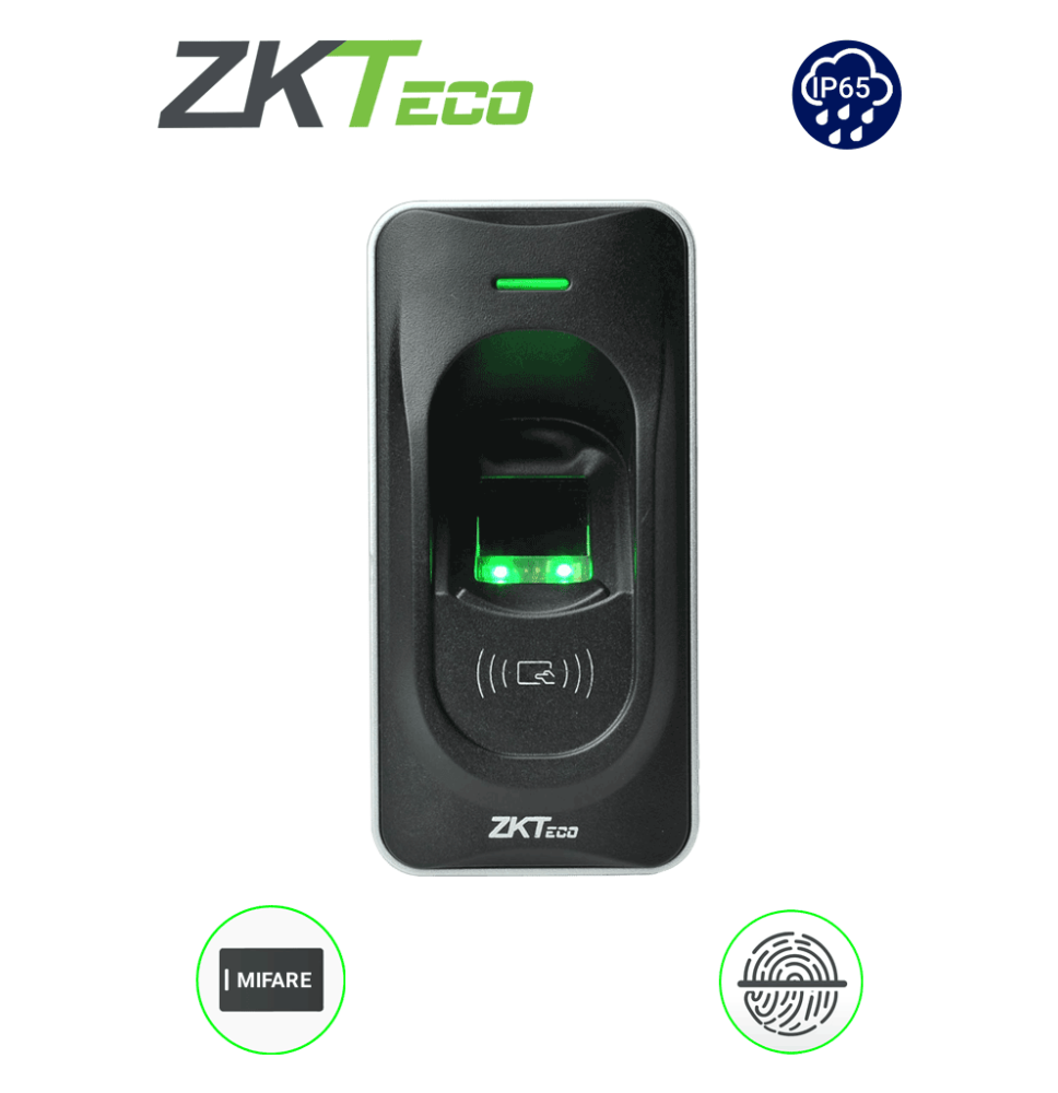 ZKTECO FR1200MF - Lector Esclavo De Huella y Tarjetas MIFARE 13.56 Mhz / IP65 / RS485