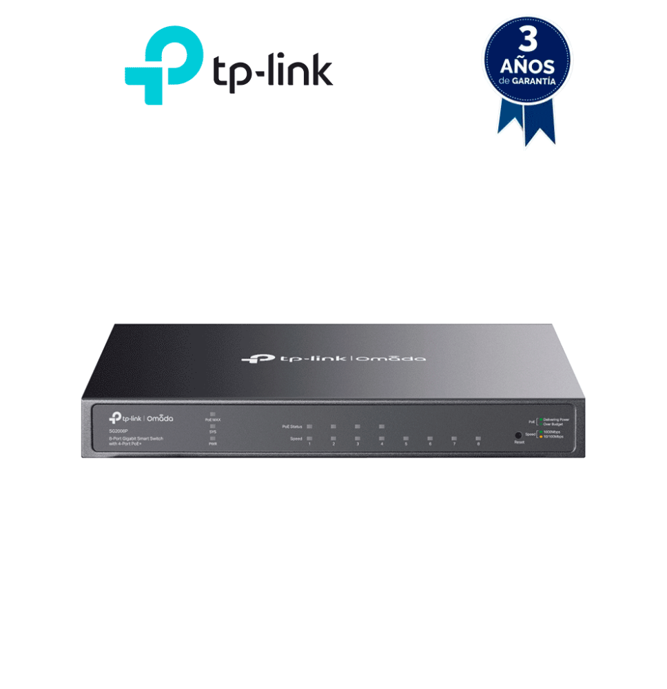 TP-LINK SG2008P - Switch administrable JetStream SDN PoE con 8 puertos 10/100/1000 Mb