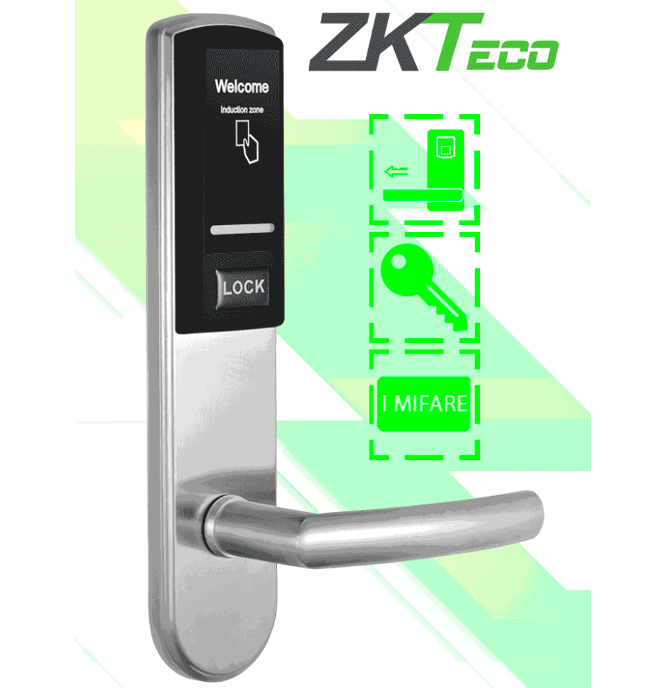 ZKTECO LH3000R - Cerradura Derecha para Hotel con Tecnología Mifare 13.56 MHz  Compat