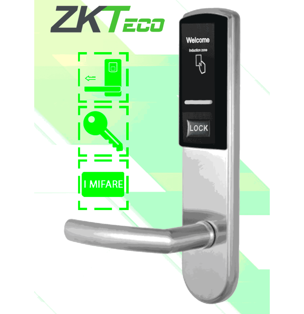 ZKTECO LH3000L - Cerradura Izquierda para Hotel con Tecnología Mifare 13.56 MHz  Comp