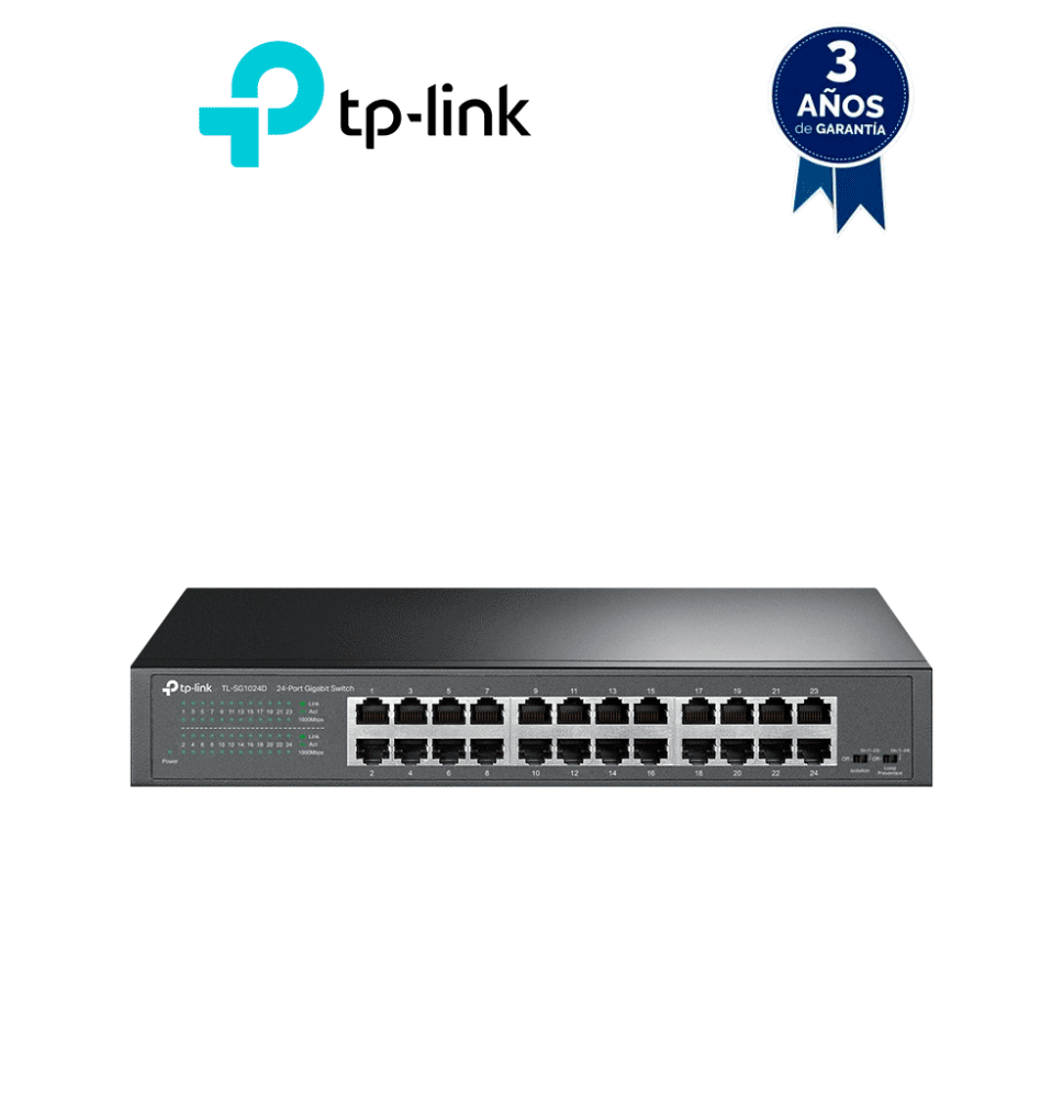 TP-LINK TL-SG1024D - Switch Gigabit no administrable de 24 puertos 10/100/1000 Mbps p